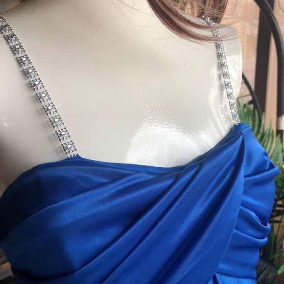 Wendye C Jump Apparel blue dress 27 inches long with sequins and balloon bottom - Picture 5 of 12